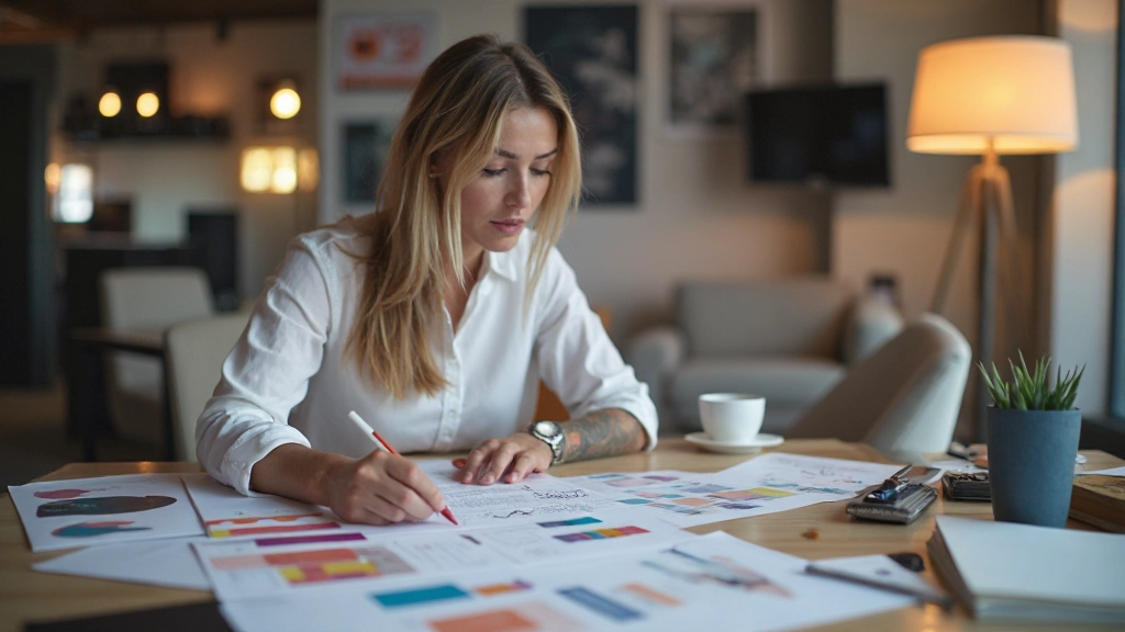 Branding špecialista pracujúci na konzistentnom vizuálnom jazyku a identite portfólia