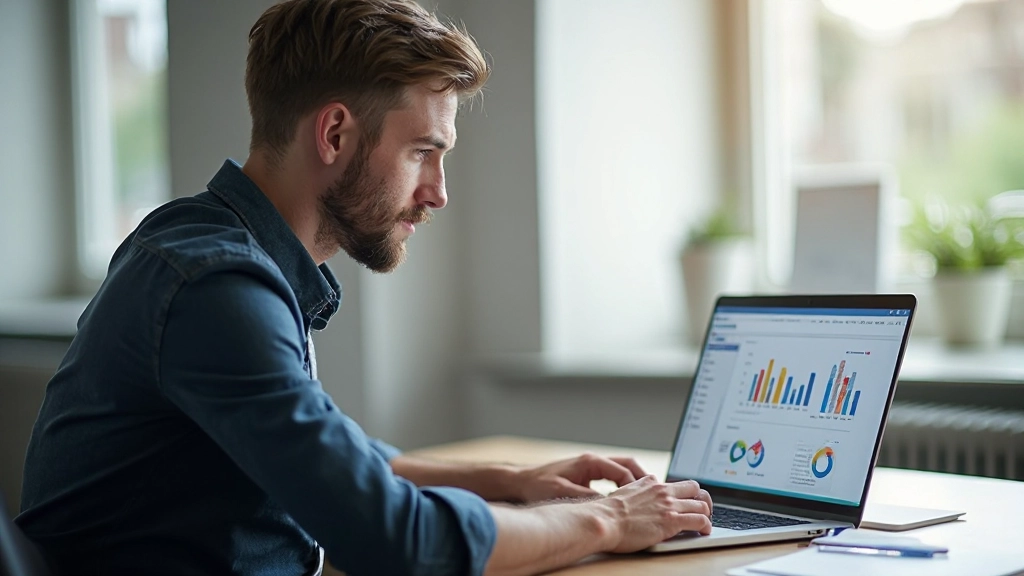 Profesionálny pracovný priestor s počítačom a analýzou SEO metrík