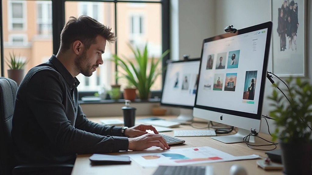 Profesionálny dizajnér pracuje na portfóliovom projekte s farbami a návrhmi na pracovnom stole