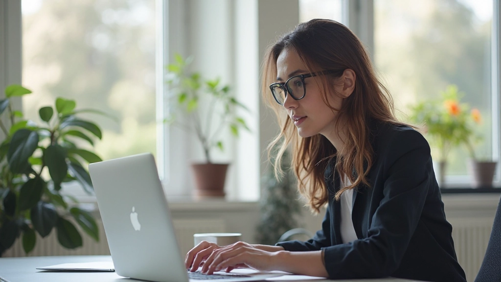 Profesionálny dizajnér pracuje na portfóliu projektov v modernom kanceláskom prostredí